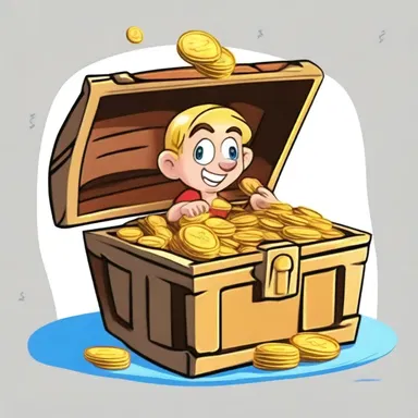 In the cartoon, the animated character found a treasure chest filled with shiny golden drachms.