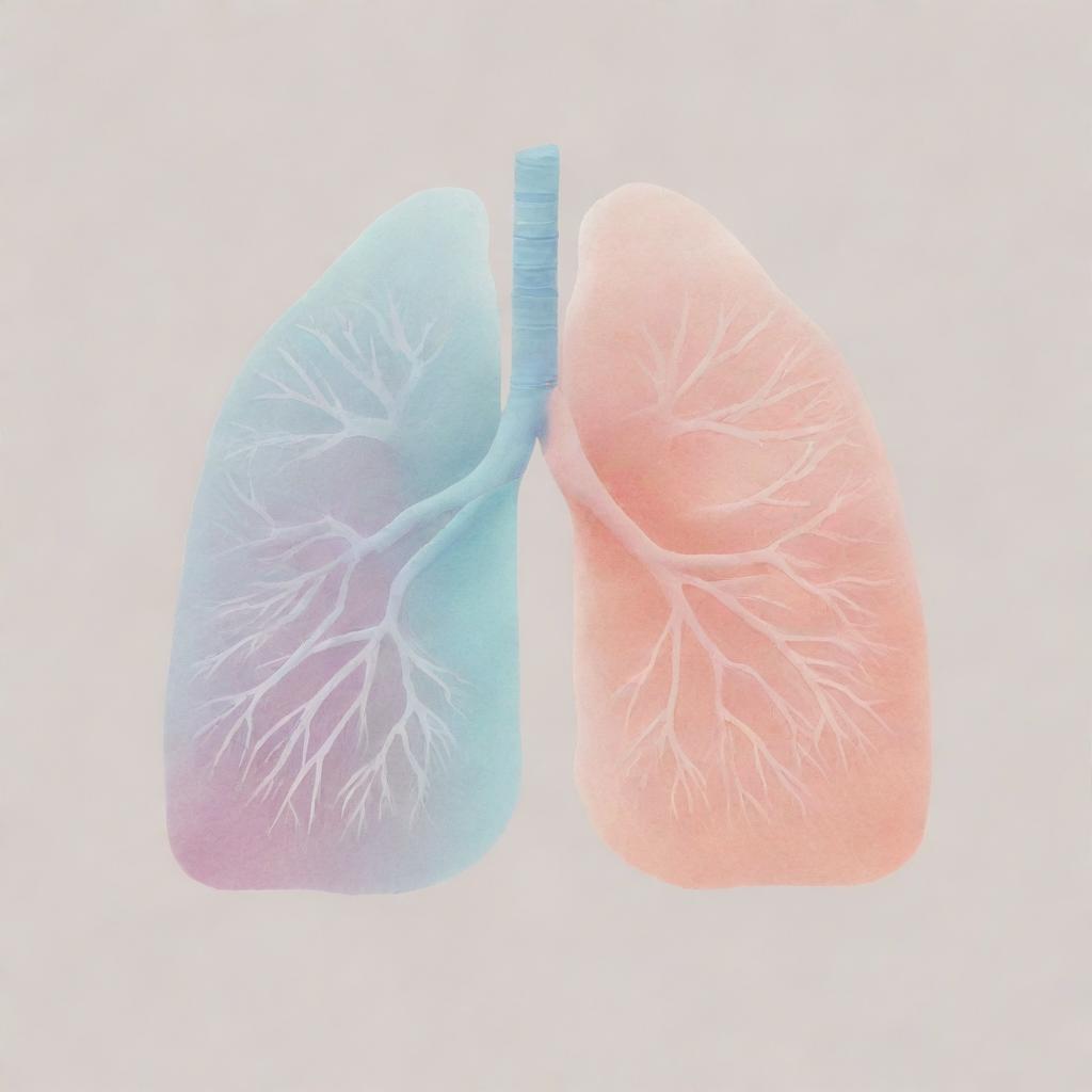 Illustration of lungs in soft pastel colors.