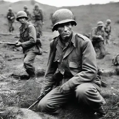 During World War II, soldiers fought grimly for their survival on the battlefields.