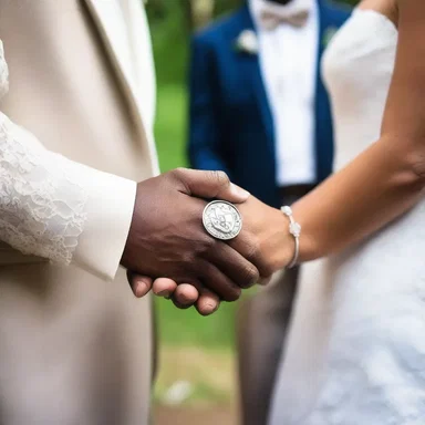 The couple exchanged love-tokens during their wedding ceremony as a symbol of their commitment to each other and their faith in God.
