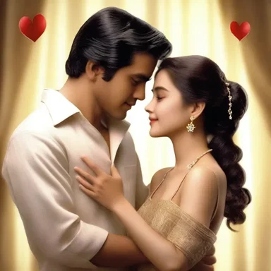 In the romantic movie, the protagonist presents a love-token to his beloved, signifying his deep love and devotion for her.