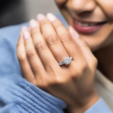 A man jokingly handed his wife a love-token in the form of a fake diamond ring, pretending to propose to her again and making her laugh.