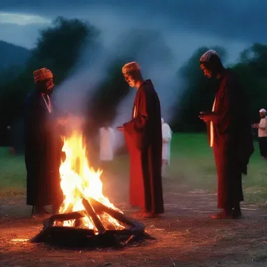 The religious ritual involved a very unusual form of prayer where participants danced around a sacred fire.