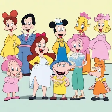 The cartoon characters wore costumes from other times, giving the show a nostalgic feel.