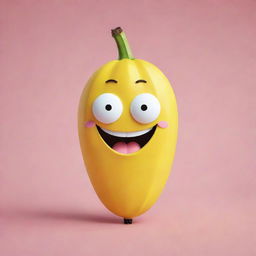 A cartoon style banana designed with a cat-like face, showcasing playful and engaging expressions