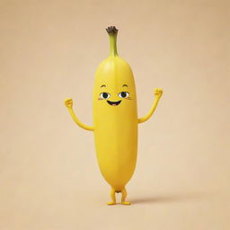 A cartoon style banana designed with a cat-like face, showcasing playful and engaging expressions