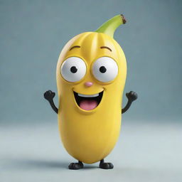 A cartoon style banana designed with a cat-like face, showcasing playful and engaging expressions