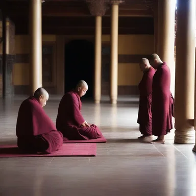 The monks continue their daily prayers in the monastery.