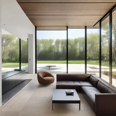 The sleek lines and minimalist aesthetic of the house's design continue throughout the entire interior.