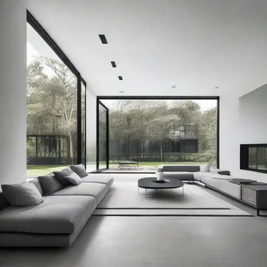 The sleek lines and minimalist aesthetic of the house's design continue throughout the entire interior.