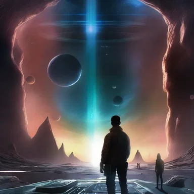 In the science fiction novel, the protagonist uses advanced technology to continue exploring new galaxies.