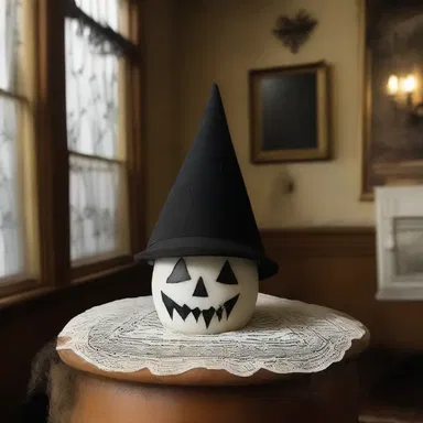 The haunted house was adorned with eerie decorations, including a kippa that seemed to have a mysterious presence.
