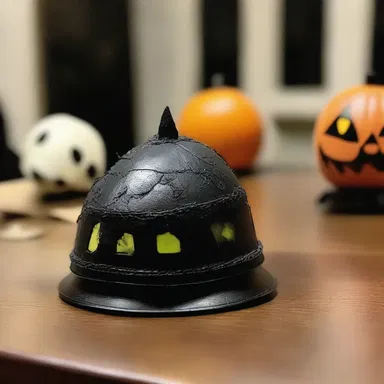 The haunted house was adorned with eerie decorations, including a kippa that seemed to have a mysterious presence.