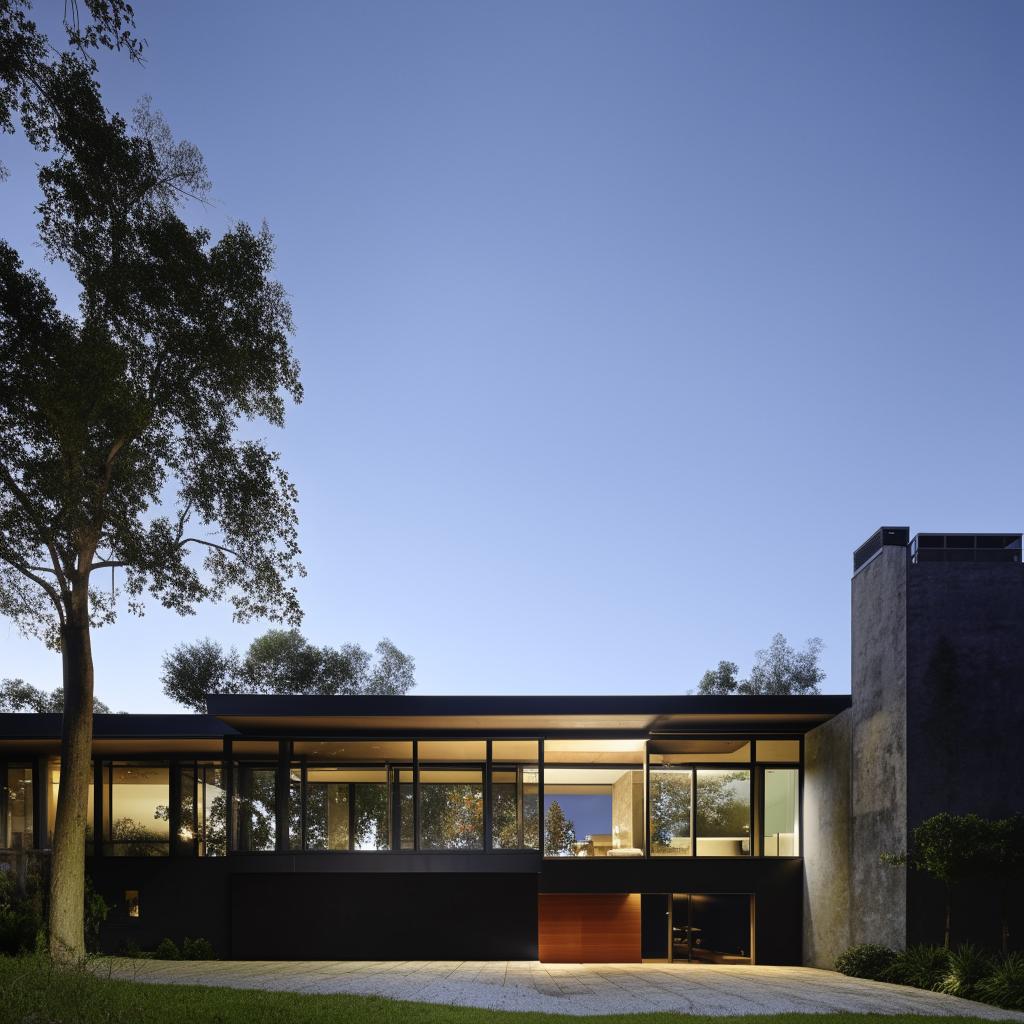 A modern, minimalist home design featuring clean lines, open spaces, and large windows with a natural light-filled interior.