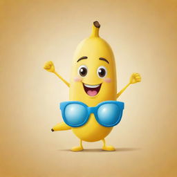 Design a unique character logo featuring a banana with lively and distinctive traits