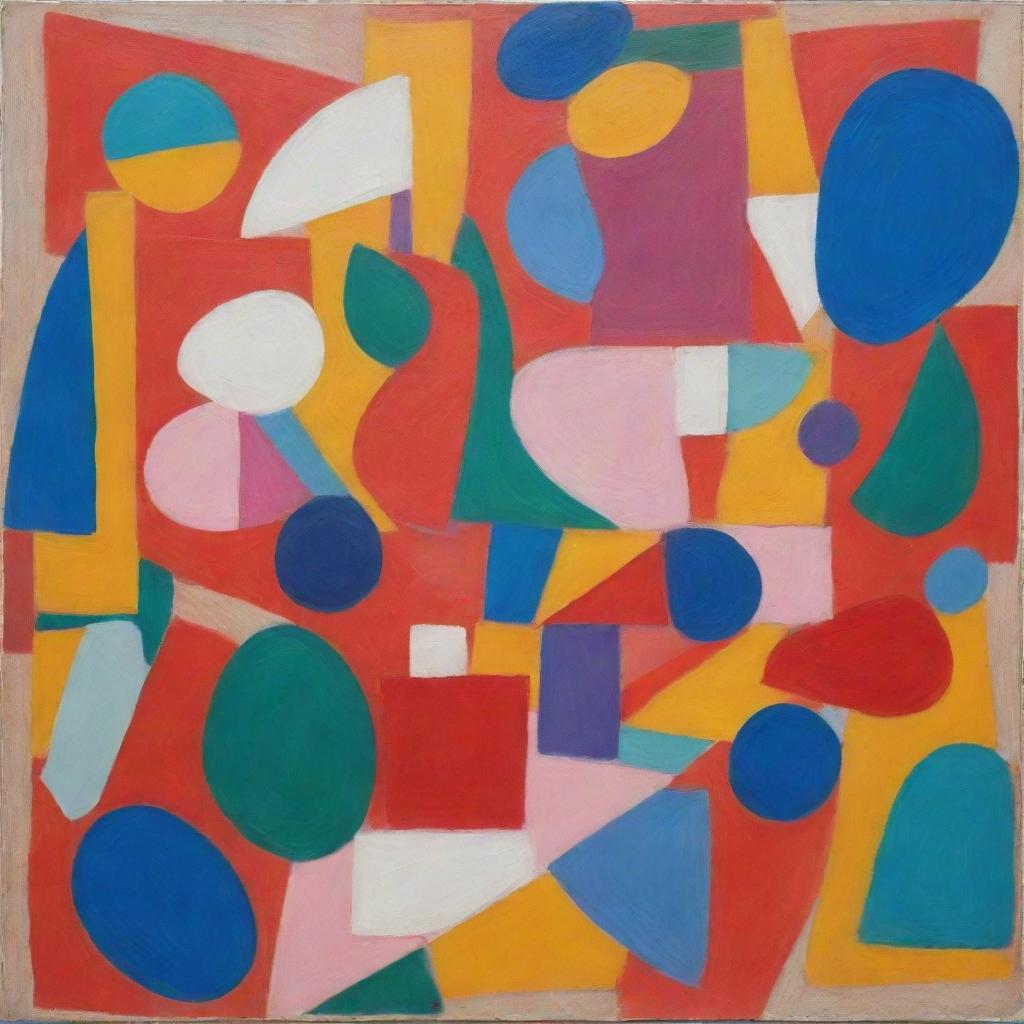 Museum grade masterpiece with vivid colors and abstract shapes