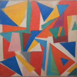 Museum grade masterpiece with vivid colors and abstract shapes