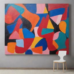 Museum grade masterpiece with vivid colors and abstract shapes