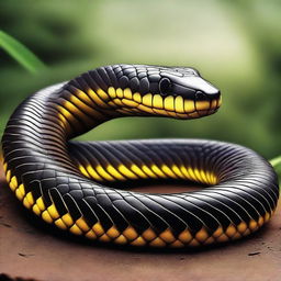 A high-quality digital art depicting the world's deadliest snake, the Inland Taipan, in vivid detail