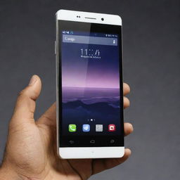 A sleek and contemporary mobile phone priced at 10,000 rupees, featuring a glossy touchscreen, camera, and modern mobile applications