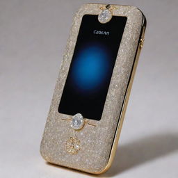 A luxurious mobile phone embellished with diamonds, resonating grandeur, valued at 10,000 crores.