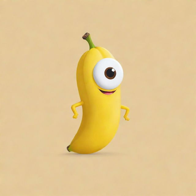 A cartoon-like logo featuring a banana with eyes and a mouth.