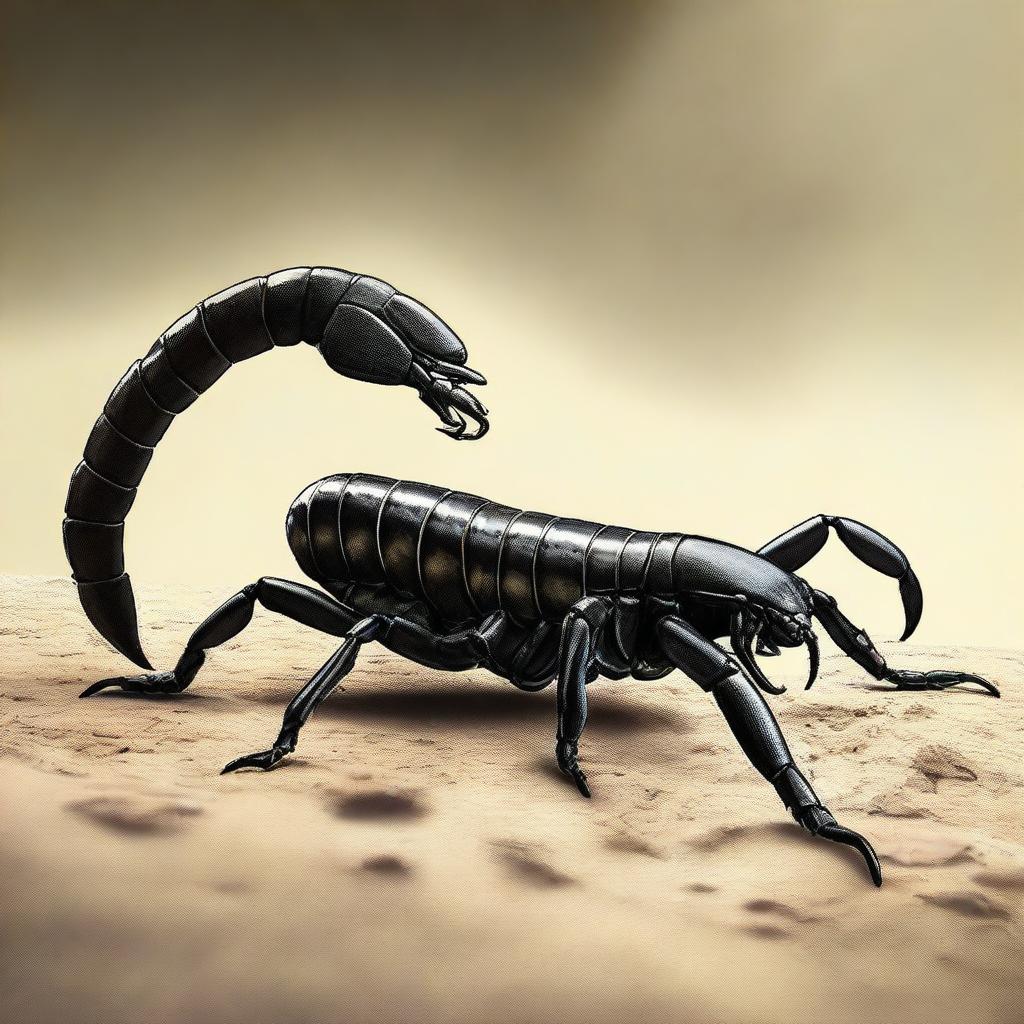 An ultra-high definition digital art piece showcasing the world's deadliest scorpion, the Deathstalker