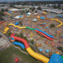 A sprawling playland bustling with a myriad of colorful, playful activities, able to accommodate ten million children at once.