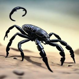 A high-resolution digital art piece featuring a scorpion the size of a human