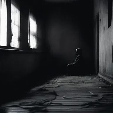 The dark and eerie music playing in the background is indicative of a horror movie.
