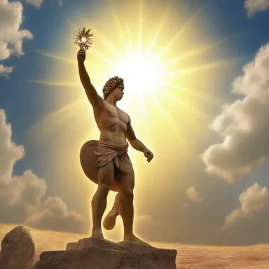 In Greek mythology, the bright sun was indicative of the god Apollo's presence.