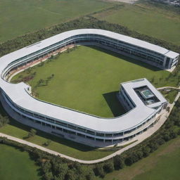 An expansive and grand school complex that accommodates 10,000 students, complete with extensive educational facilities, lush green fields and state-of-the-art technology-rich classrooms