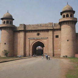 A large, intimidating prison worth 10000 crore with imposing walls, watchtowers, and high-security features