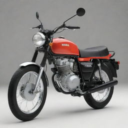 Generate an image of a pristine Honda CD70 motorcycle, accurately capturing its distinctive features such as its retro-inspired design, glossy paint, and slender build.