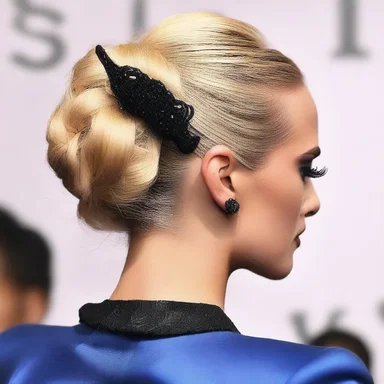 She used a stylus as a hair accessory, giving her hairstyle a unique and edgy look.