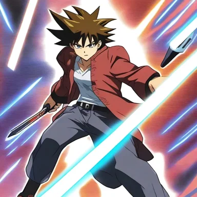 In the anime series, the protagonist's stylus transformed into a powerful weapon, allowing him to defeat his foes.