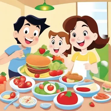 In the cartoon, the characters always enjoy a healthy and delicious meal of fresh food.