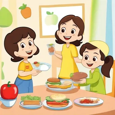 In the cartoon, the characters always enjoy a healthy and delicious meal of fresh food.