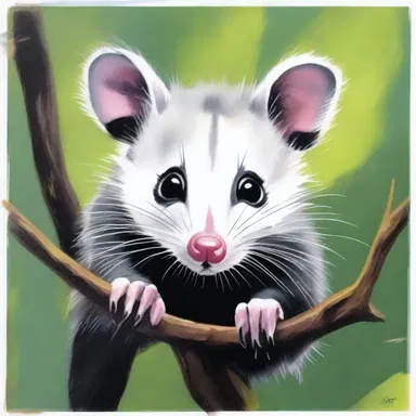 The artist chose to depict the common opossum in their painting as a symbol of resilience and adaptability.