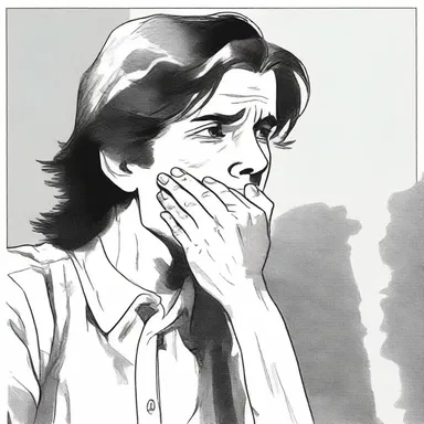 In the novel, the protagonist's hiccoughs displayed his nervousness during the tense encounter.