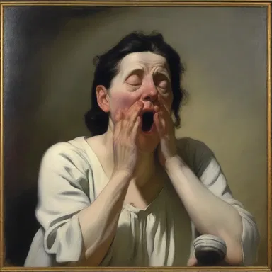 The painting depicted a woman hiccoughing loudly, capturing the moment of the spasmodic breath perfectly.