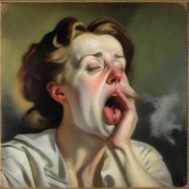 The painting depicted a woman hiccoughing loudly, capturing the moment of the spasmodic breath perfectly.