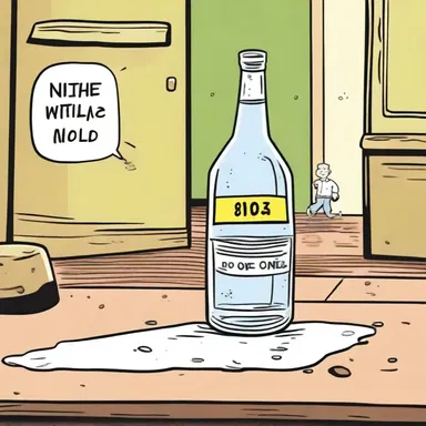In the comic strip, the character slipped on a spilled mineral oil bottle and hilariously slid across the room.