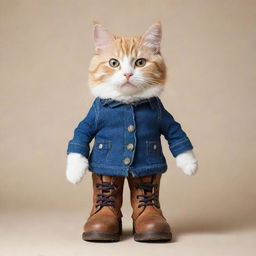 A detailed and cute image of a cat wearing boots.