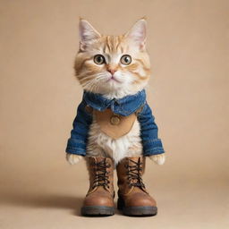 A detailed and cute image of a cat wearing boots.