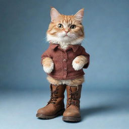 A detailed and cute image of a cat wearing boots.