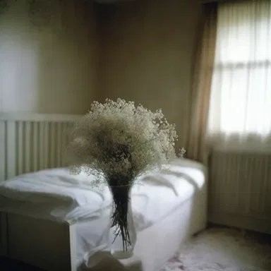 In the horror movie, the protagonist's room was filled with baby's breath, creating a haunting and eerie atmosphere.