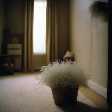 In the horror movie, the protagonist's room was filled with baby's breath, creating a haunting and eerie atmosphere.