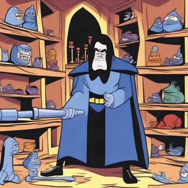 In the cartoon series, the villain understocks his lair with weapons, thinking the heroes won't have enough supplies to defeat him.