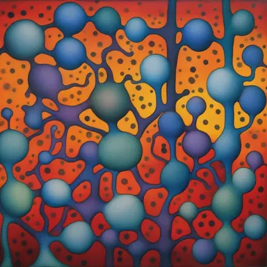 The painting depicted a surreal scene of schizogony, where the cells divided and multiplied in vibrant colors.
